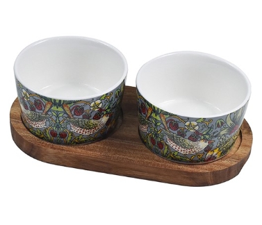 William Morris Strawberry Thief 2 Bowl Snack Tray